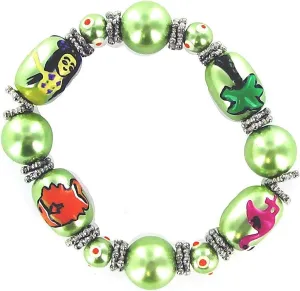 Linpeng Hula Girl, Coconut Tree, Flamingo & Tropical Fish Beads Bracelet For Women - Christmas, Birthday Jewelry Gift - 1 PC