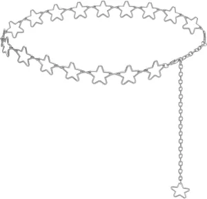 Long Tassel Waist Chain Belt for Women, Adjustable Metal Body Belly Belt Chain for Dress