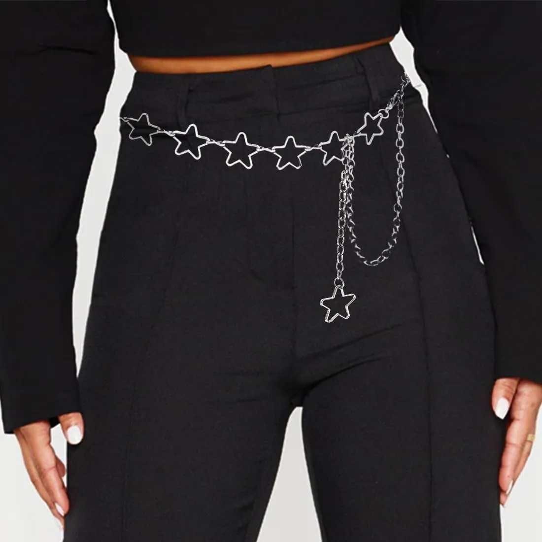 Long Tassel Waist Chain Belt for Women, Adjustable Metal Body Belly Belt Chain for Dress