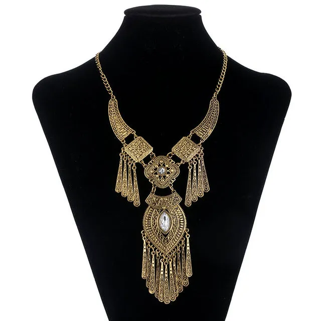 LOVBEAFAS 2017 Fashion Bohemian Choker Collar Necklace Vintage Tassel Statement Maxi Long Necklace Women Collier Femme Jewelry