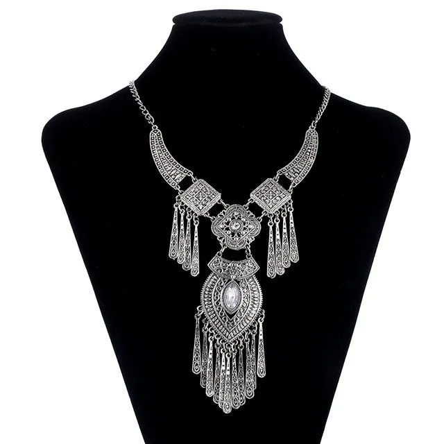 LOVBEAFAS 2017 Fashion Bohemian Choker Collar Necklace Vintage Tassel Statement Maxi Long Necklace Women Collier Femme Jewelry