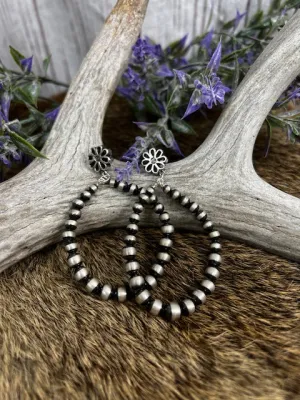 Lucy Sterling Flower Post Navajo Hoop Earrings