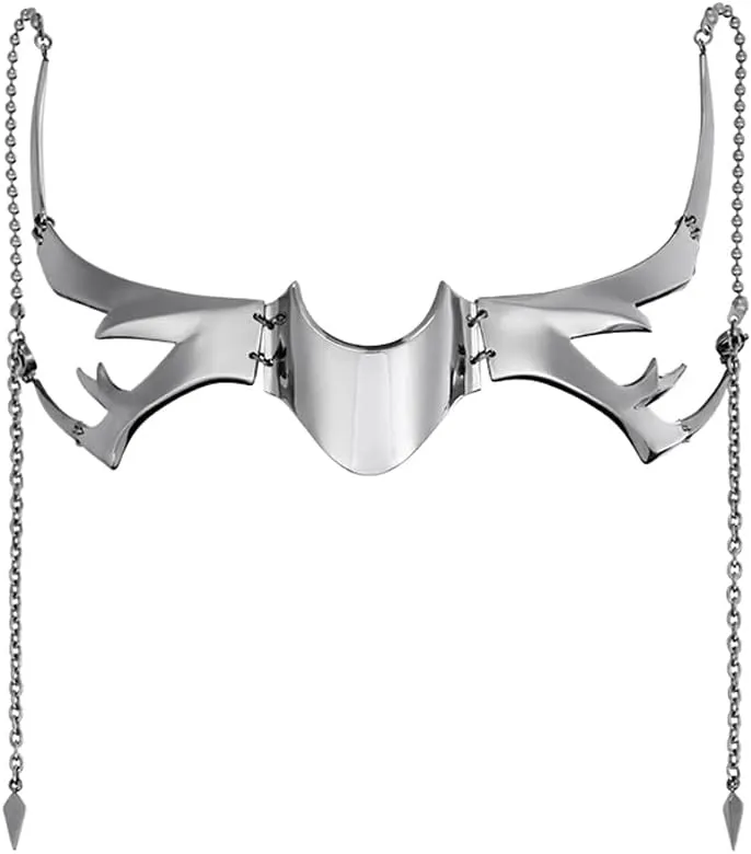 L'VOW Unisex Cyber Punk Liquid Silver Steel Half Mask Y2K Luxury Irregular Jewelry Face Chain Cyborg Earring Accessories