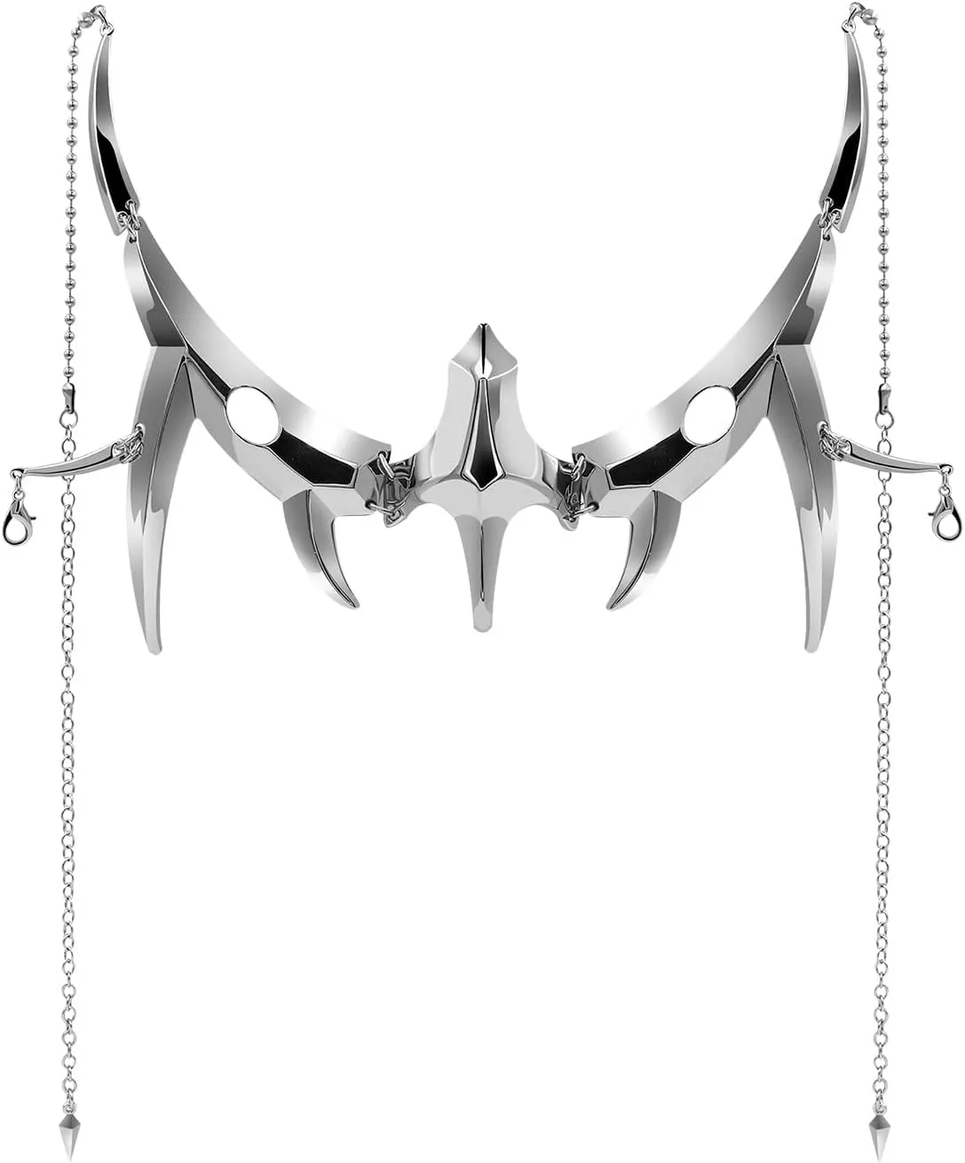 L'VOW Unisex Cyber Punk Liquid Silver Steel Half Mask Y2K Luxury Irregular Jewelry Face Chain Cyborg Earring Accessories