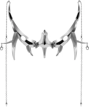 L'VOW Unisex Cyber Punk Liquid Silver Steel Half Mask Y2K Luxury Irregular Jewelry Face Chain Cyborg Earring Accessories