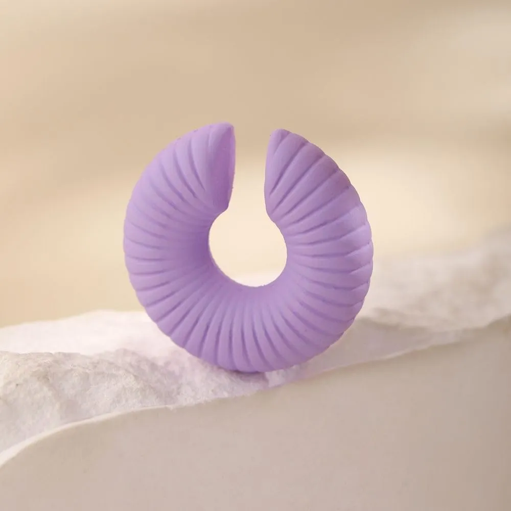 Macarons Chunky Ear Cuffs Earrings for Women Colorful Large Round Huggie Ear Clip Earring Qute Lightweight Trend Clip On Cartilage Wrap Cuff Earrings