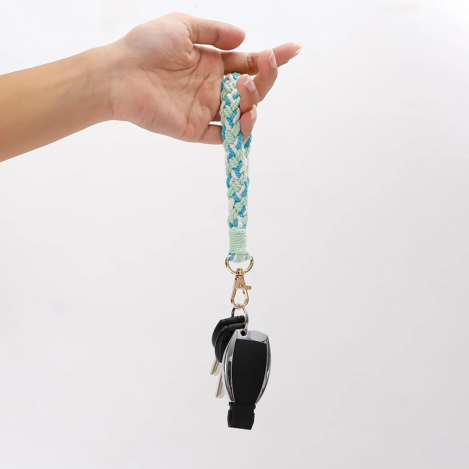 Macrame Keychain Boho Handmade Wristlet Keychain Wrist Lanyard Key Chain for Women