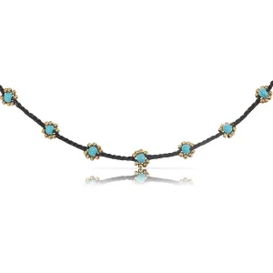 Made by Nami Surfer Necklace with Beads  Boho Choker Necklace Chain  Women & Girls  Handmade Beach Summer Jewelry  Goa Hippie Oriental Necklace  Adjustable & Waterproof (Turquoise Beads)