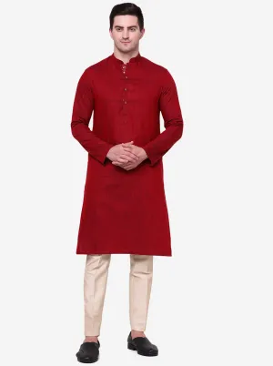 Majestic garnet Pink Solid Kurta | The Kurta Company