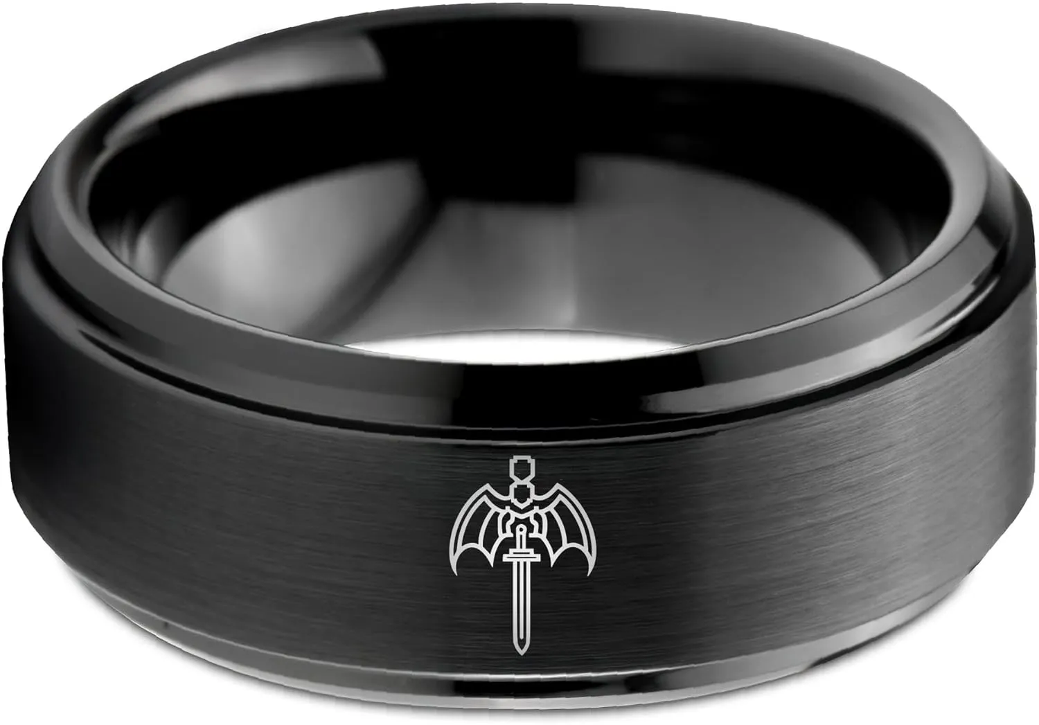 Male Adventure Game Lovers Ring - Brushed Step Bevel Edge Dome 7mm Yellow Grey Polished Blue Gray Women Black Flat Cut Wedding Men 18k Rose Gold 9mm Tungsten Band 8mm