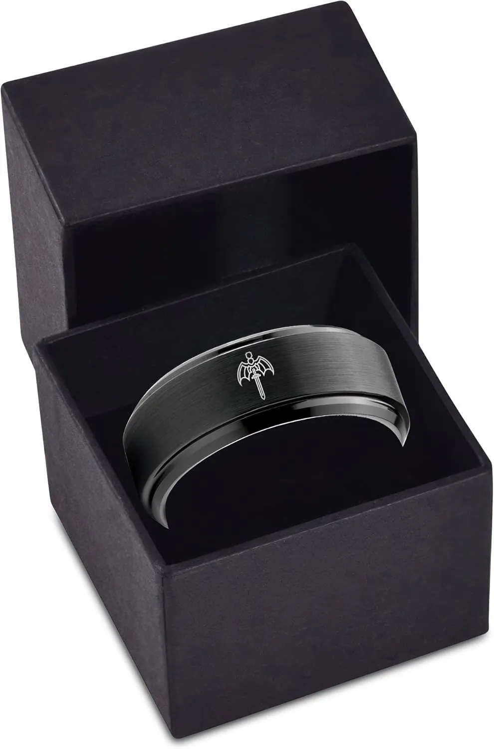 Male Adventure Game Lovers Ring - Brushed Step Bevel Edge Dome 7mm Yellow Grey Polished Blue Gray Women Black Flat Cut Wedding Men 18k Rose Gold 9mm Tungsten Band 8mm