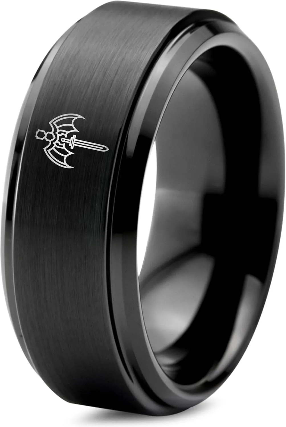 Male Adventure Game Lovers Ring - Brushed Step Bevel Edge Dome 7mm Yellow Grey Polished Blue Gray Women Black Flat Cut Wedding Men 18k Rose Gold 9mm Tungsten Band 8mm