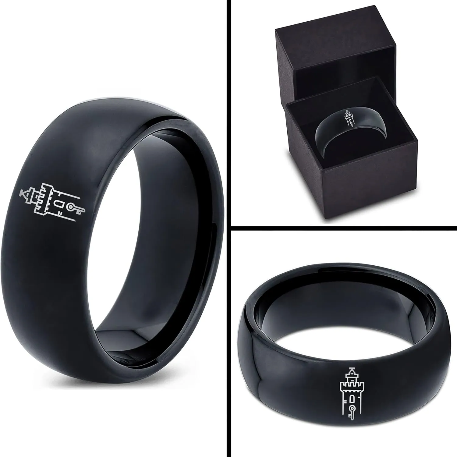 Male Adventure Game Lovers Ring - Wedding 7mm Black Gray 9mm Polished Step Bevel Edge Women Yellow Flat Cut Brushed Dome Men Tungsten Band 8mm 18k Rose Gold Blue Grey