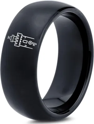 Male Adventure Game Lovers Ring - Wedding 7mm Black Gray 9mm Polished Step Bevel Edge Women Yellow Flat Cut Brushed Dome Men Tungsten Band 8mm 18k Rose Gold Blue Grey