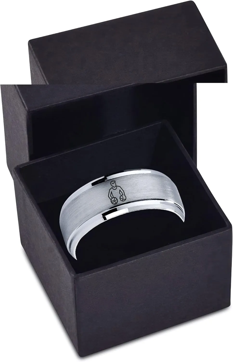 Male Sports Game Devotees Ring - Dome Flat Cut Women Tungsten Band 8mm Polished Gray Wedding Step Bevel Edge 7mm 18k Rose Gold Brushed Black Men Grey Yellow 9mm Blue
