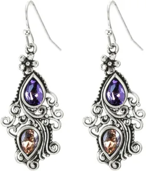 MALOYANVE Handmade Boho Earrings for Women Unique Vintage Antiqued Silver Ethnic Palance Druse Crystal Flower Lightweight Dangle Drop Statement Earrings Jewelry Gifts