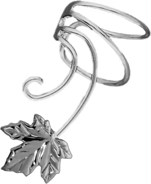 Maple Leaf Sterling Silver Non-Pierced Left Wave Ear Cuff Earring