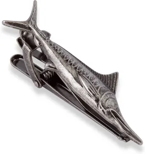 Marlin Tie Bar Silver Rhodium Plating Marlin Tie Bar