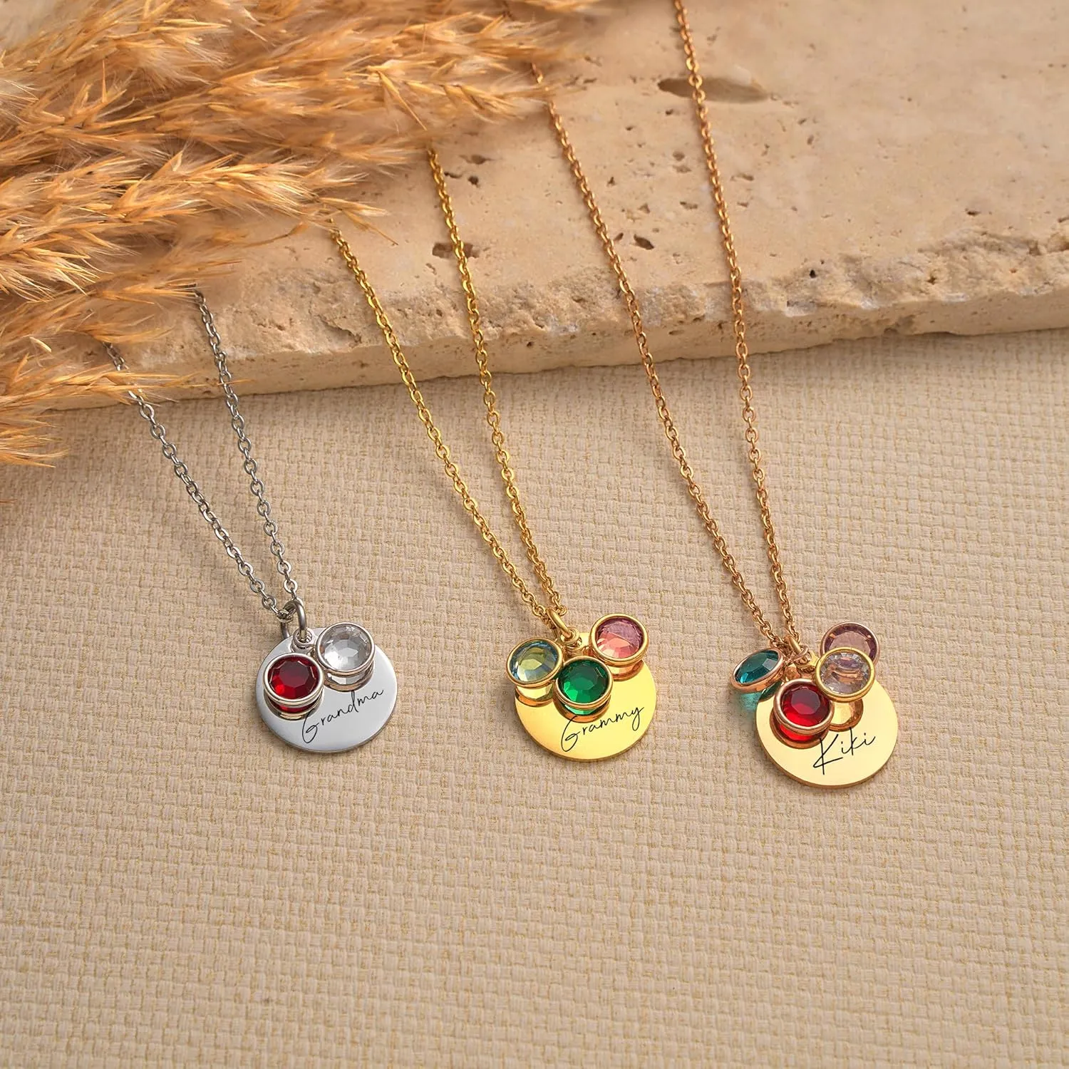 MawMaw Necklace Personalized With Grandkids Birth Month Birthstones - MawMaw Gifts from Grandkids - Custom Grandma Jewelry with Custom Birth Stone Charms Handmade Jewelry - Mother's Day Gifts