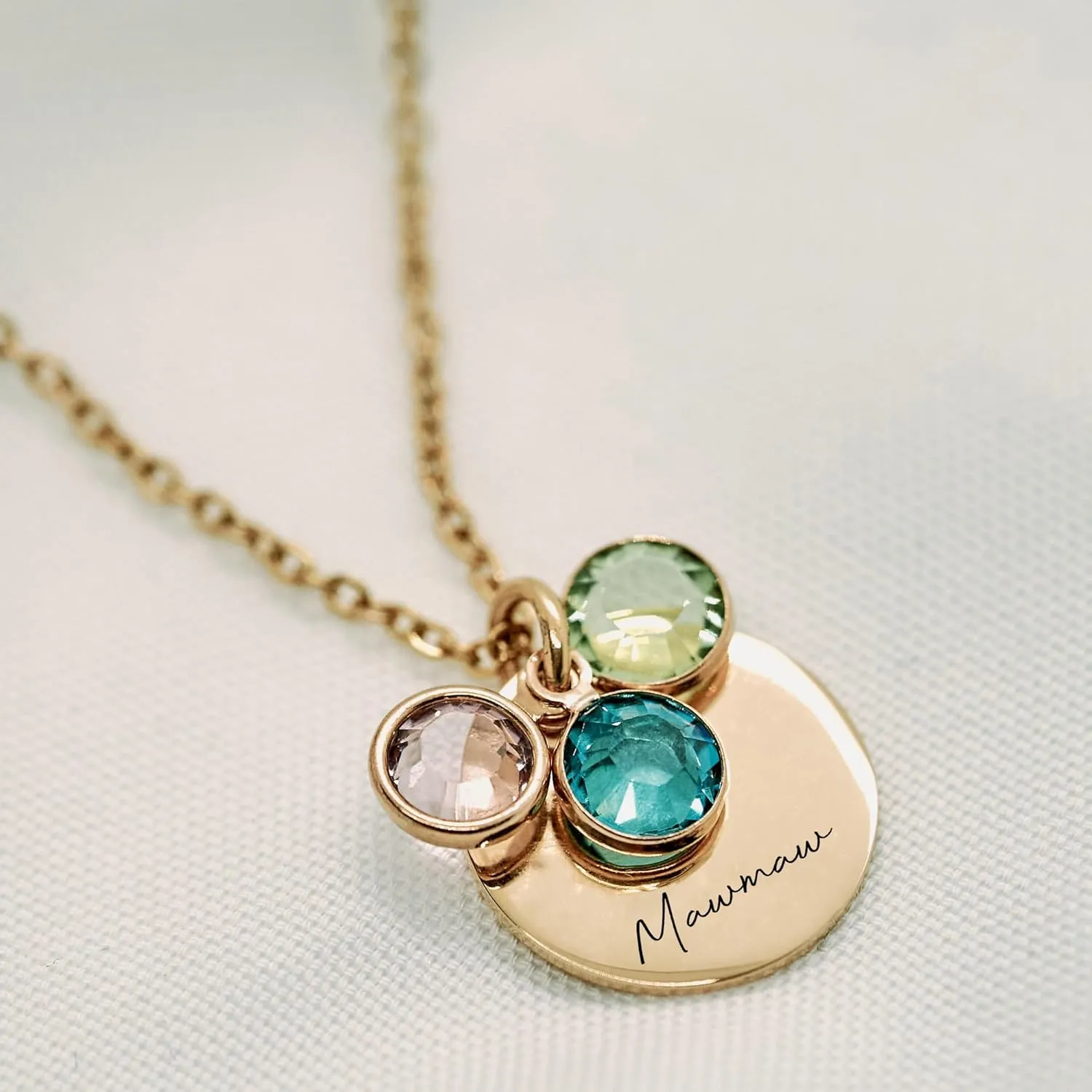 MawMaw Necklace Personalized With Grandkids Birth Month Birthstones - MawMaw Gifts from Grandkids - Custom Grandma Jewelry with Custom Birth Stone Charms Handmade Jewelry - Mother's Day Gifts