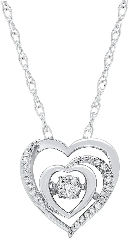 MAX   STONE Dancing Diamond Necklace for Women | Sterling Silver Pendant With 18 Inch Chain | Real Diamond Jewelry