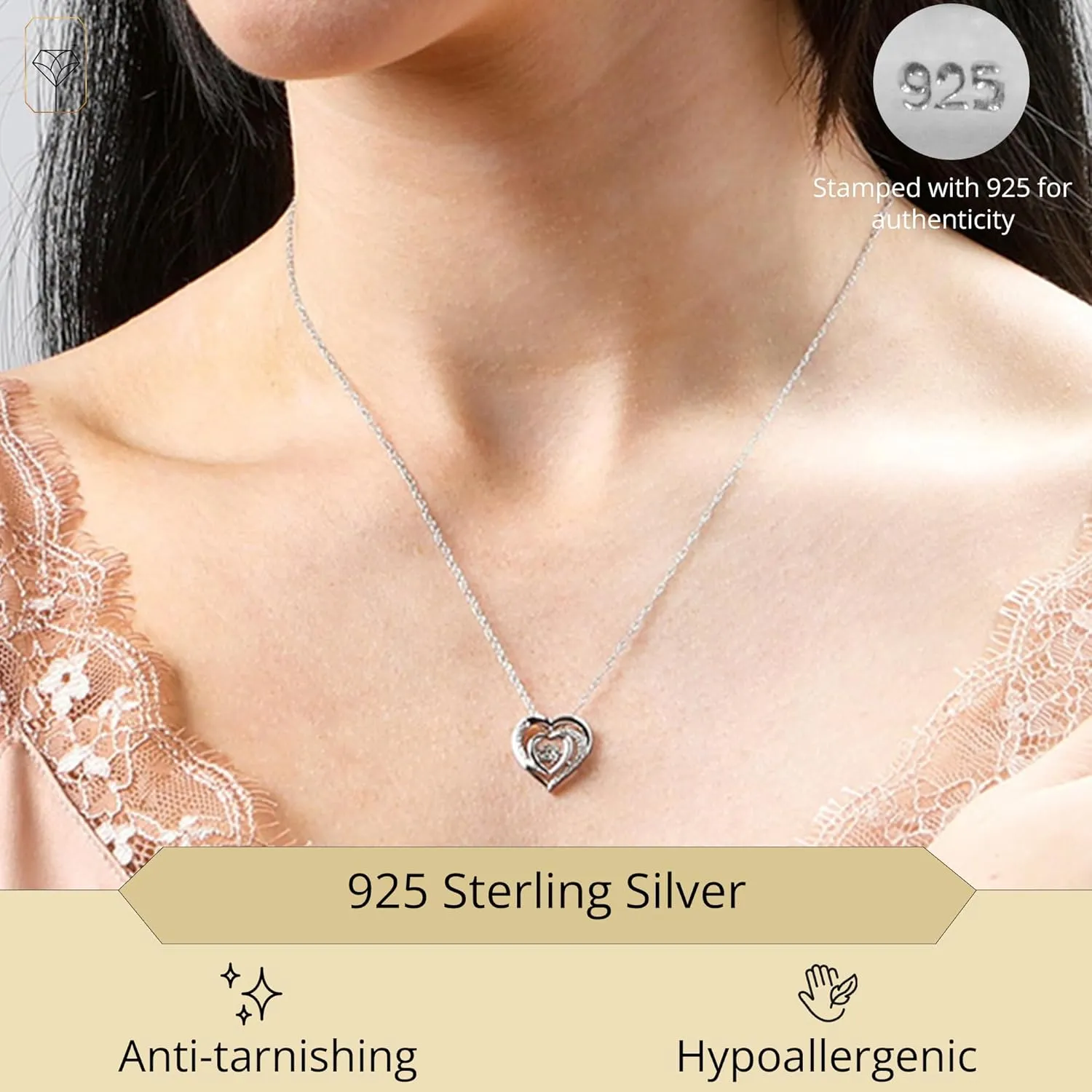MAX   STONE Dancing Diamond Necklace for Women | Sterling Silver Pendant With 18 Inch Chain | Real Diamond Jewelry