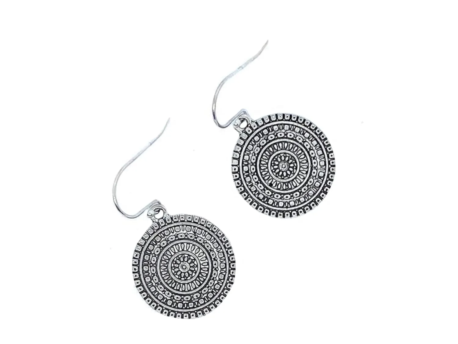 Medallions on Sterling Silver Earrings Bohemian Handmade