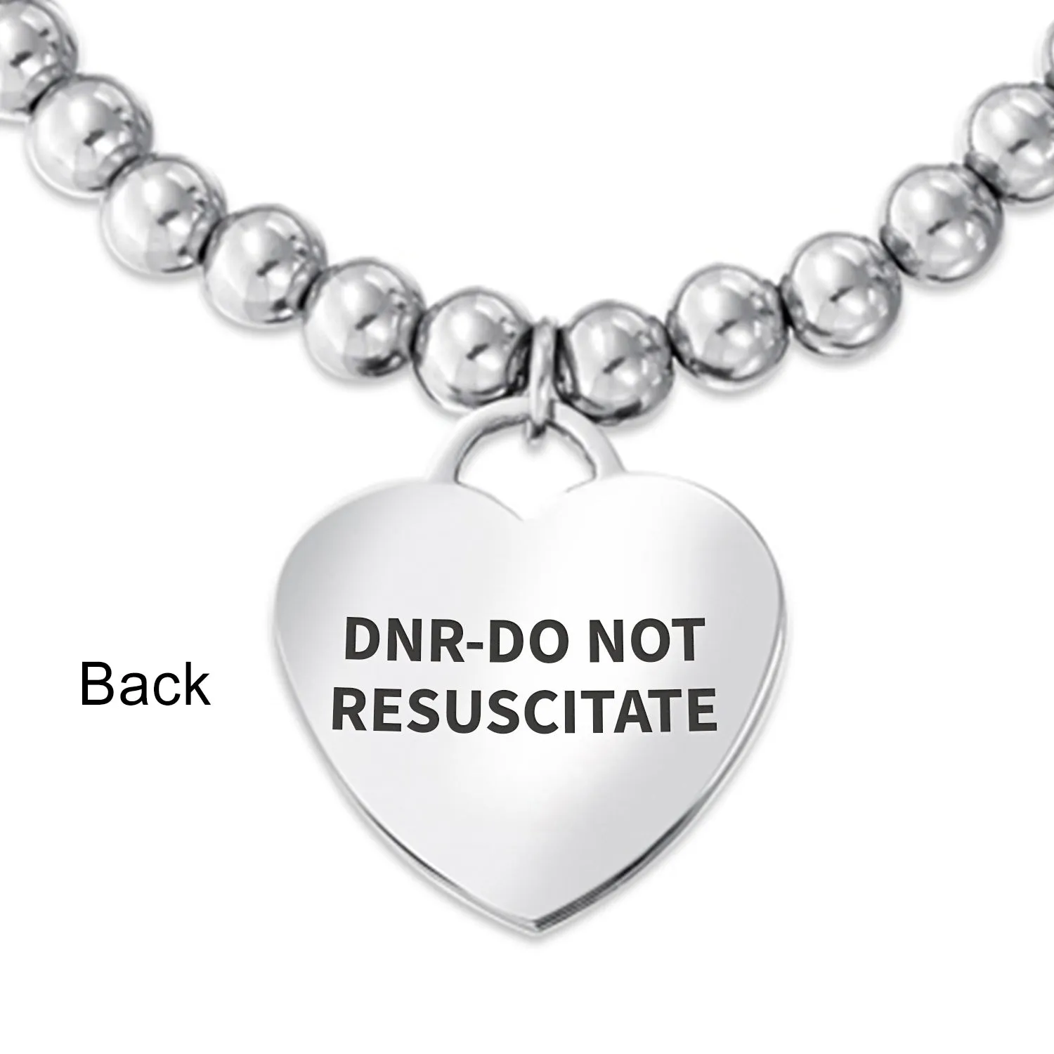 Medical ID Bracelet Pink Ribbon Cancer Survivor with Heart Charm Tag