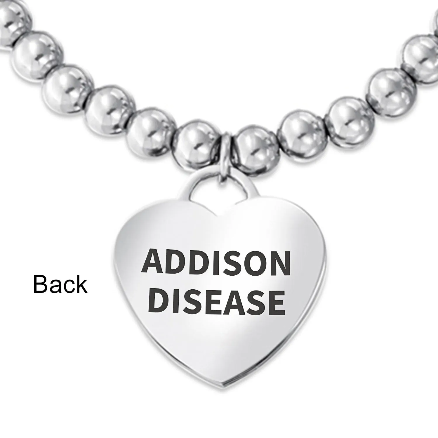 Medical ID Bracelet Pink Ribbon Cancer Survivor with Heart Charm Tag