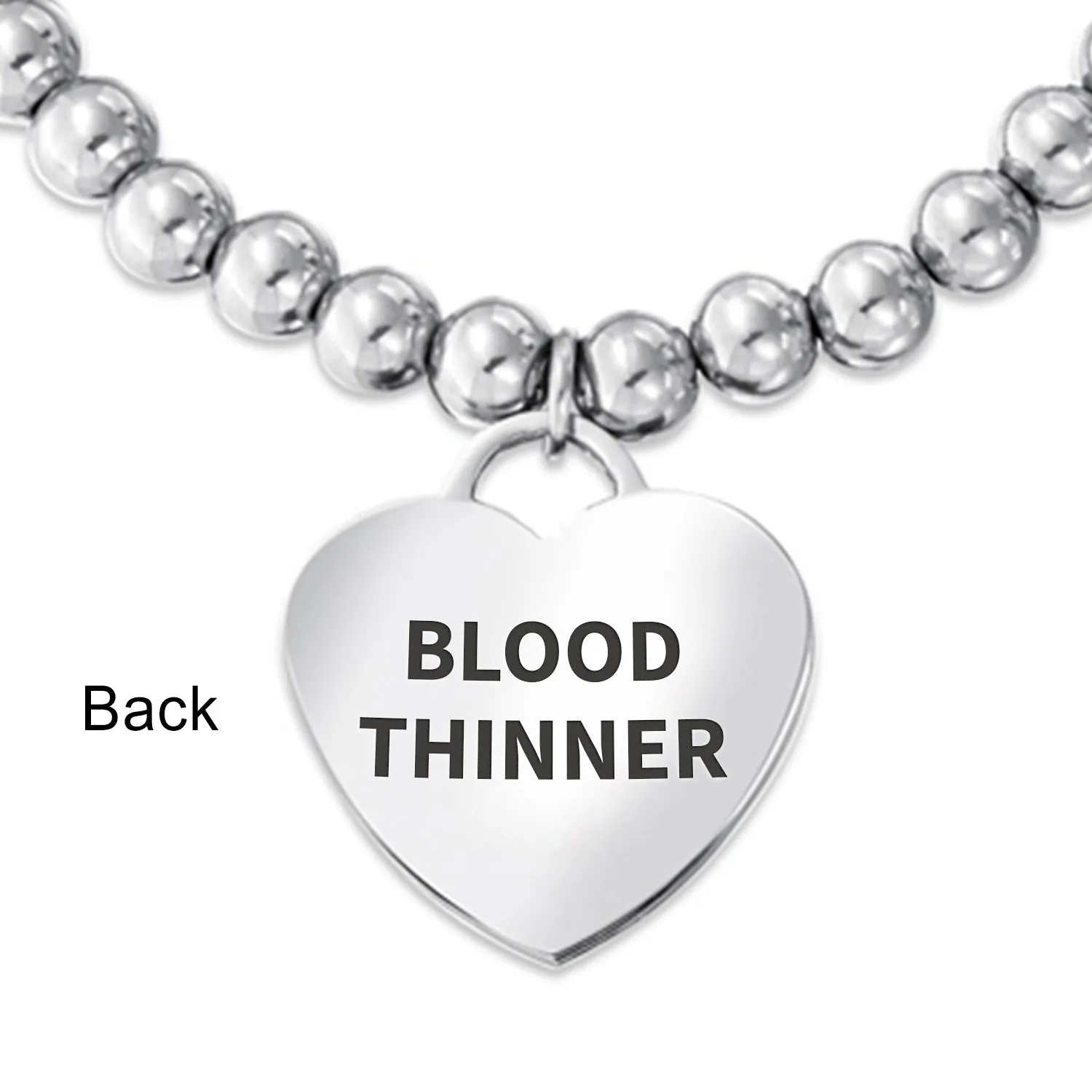 Medical ID Bracelet Pink Ribbon Cancer Survivor with Heart Charm Tag