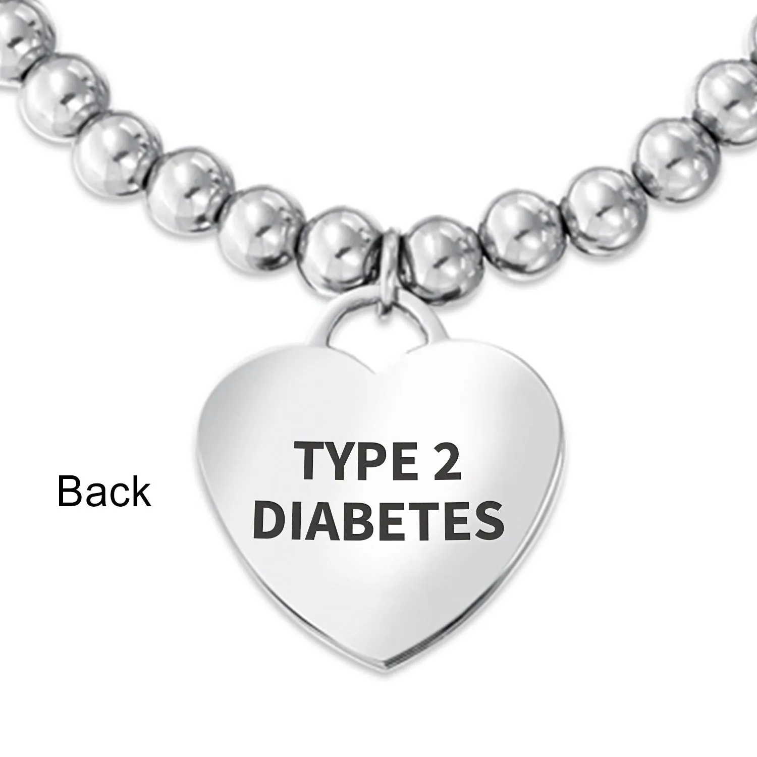 Medical ID Bracelet Pink Ribbon Cancer Survivor with Heart Charm Tag