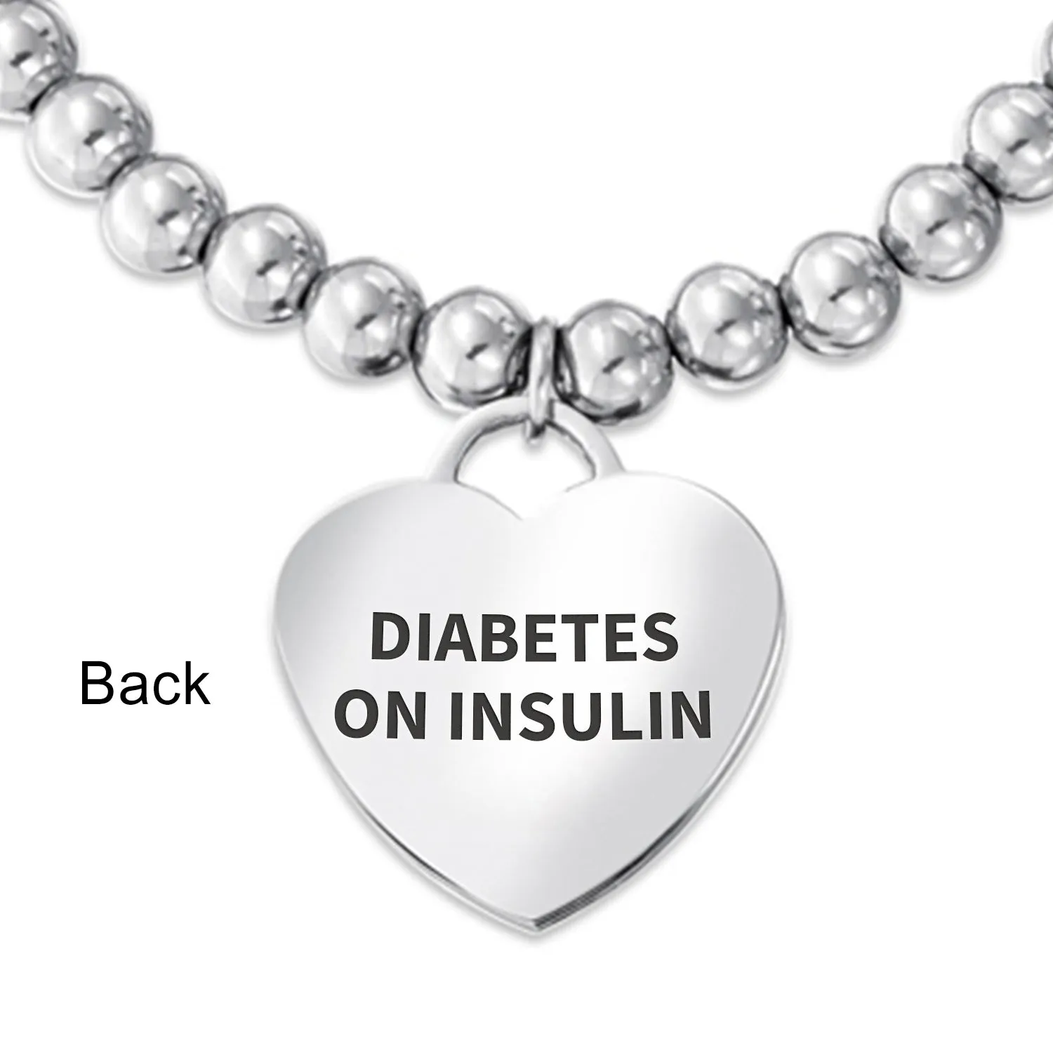 Medical ID Bracelet Pink Ribbon Cancer Survivor with Heart Charm Tag