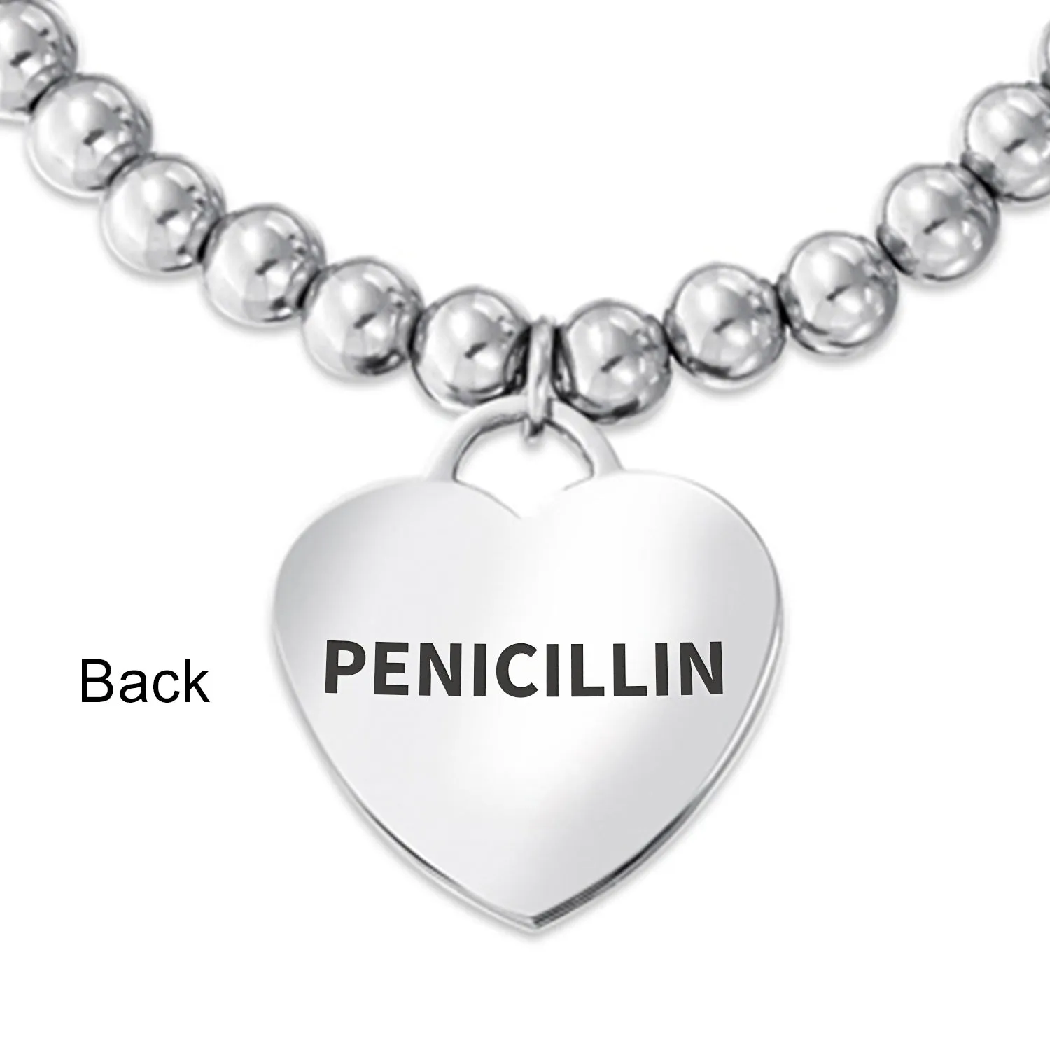 Medical ID Bracelet Pink Ribbon Cancer Survivor with Heart Charm Tag