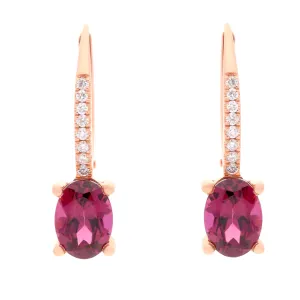 Megan 10K Rose Gold Oval-Cut Madagascar Rhodolite Earring