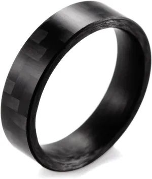Men and Women's 6mm Flat Pure Carbon Fiber Ring