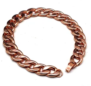 Mens 100% Pure Copper Cuban Link Bracelet Wide Coppr Chain Curb 8.5-Inch Pure Solid Copper Heavy Link Bracelet For Mens and Women's Gift