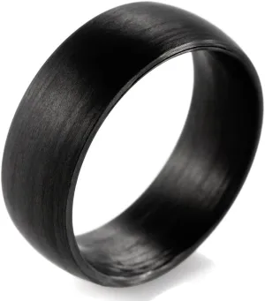 Men's 8mm Domed Pure Carbon Fiber Wedding Ring