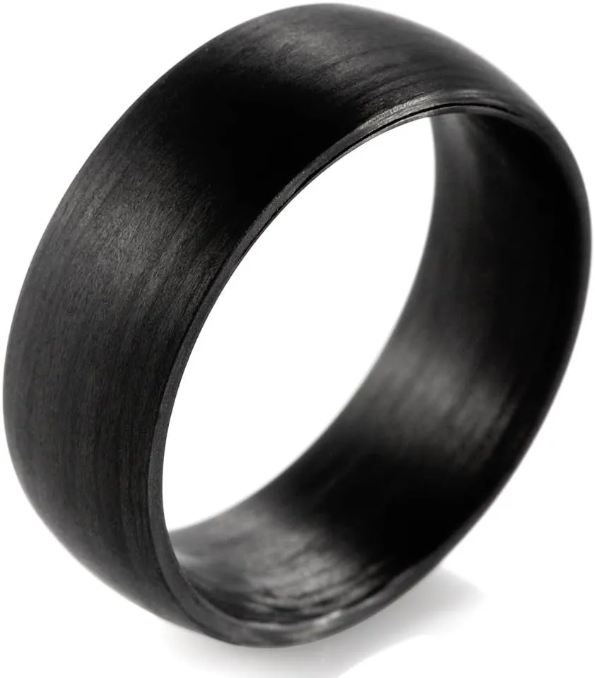 Men's 8mm Domed Pure Carbon Fiber Wedding Ring