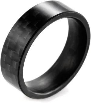 Men's 8mm Flat Pure Carbon Fiber Ring