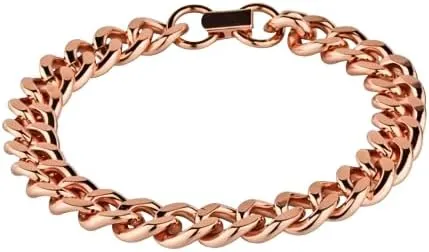Mens Pure Copper Cuba Link Bracelet | Wide Jewelry Cuff Chain Curb 8.5-Inch | Pure Solid Cuban Chain Curb Link | Rider Bracelet Heavy Copper Bracelet
