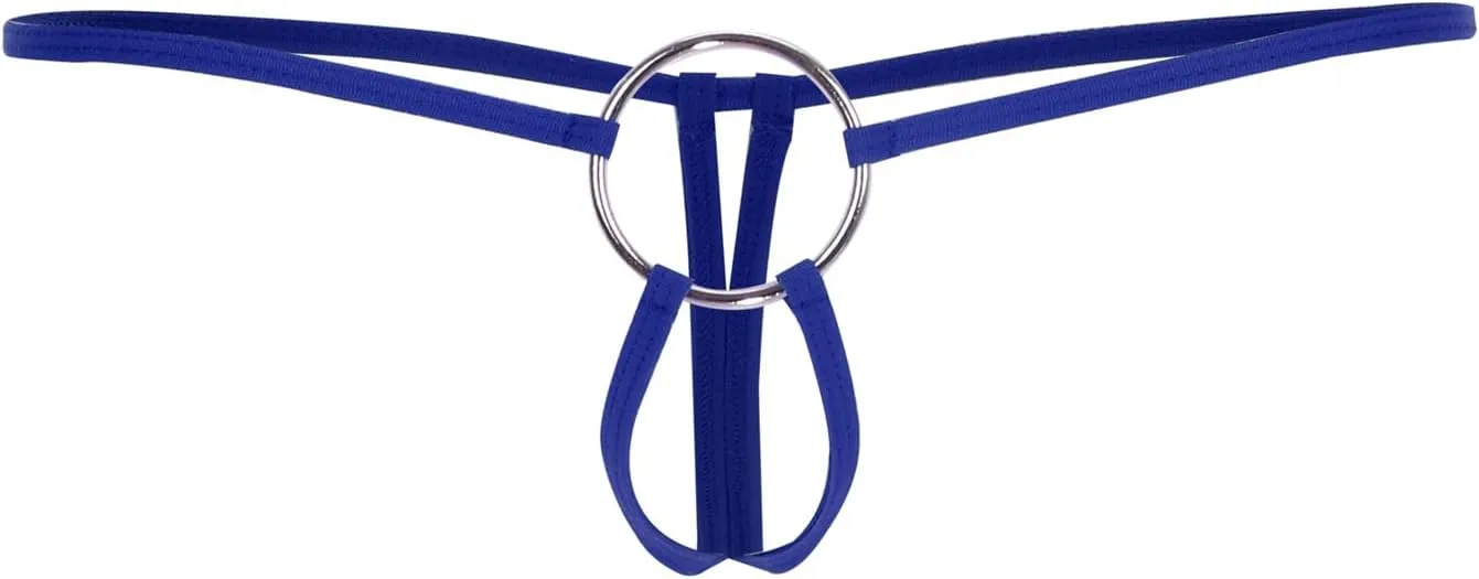 Men'S Sexy Thong Pouch Underwear Seamless Chain Ring G-Strings Low Rise Butt-Flaunting Stretch Jock-Straps With Ball Pouch