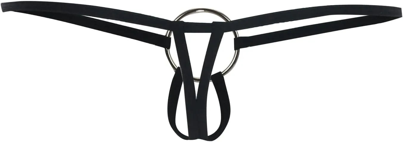 Men'S Sexy Thong Pouch Underwear Seamless Chain Ring G-Strings Low Rise Butt-Flaunting Stretch Jock-Straps With Ball Pouch