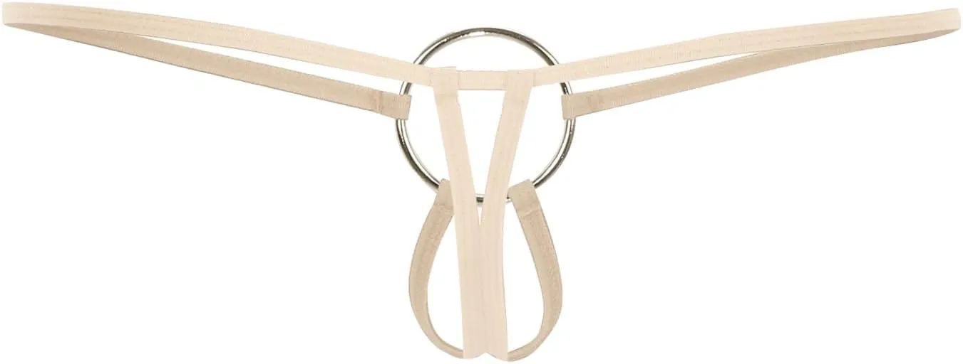 Men'S Sexy Thong Pouch Underwear Seamless Chain Ring G-Strings Low Rise Butt-Flaunting Stretch Jock-Straps With Ball Pouch