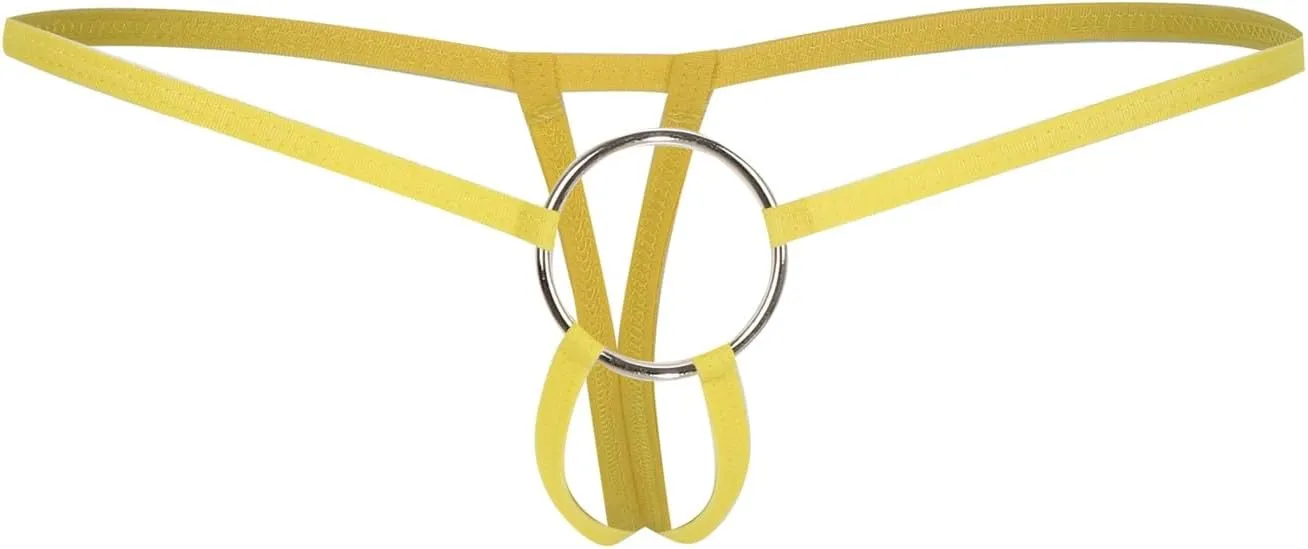 Men'S Sexy Thong Pouch Underwear Seamless Chain Ring G-Strings Low Rise Butt-Flaunting Stretch Jock-Straps With Ball Pouch