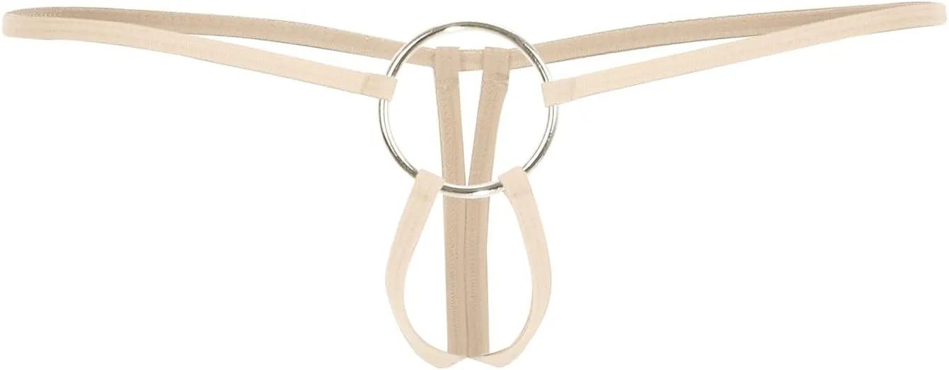 Men'S Sexy Thong Pouch Underwear Seamless Chain Ring G-Strings Low Rise Butt-Flaunting Stretch Jock-Straps With Ball Pouch