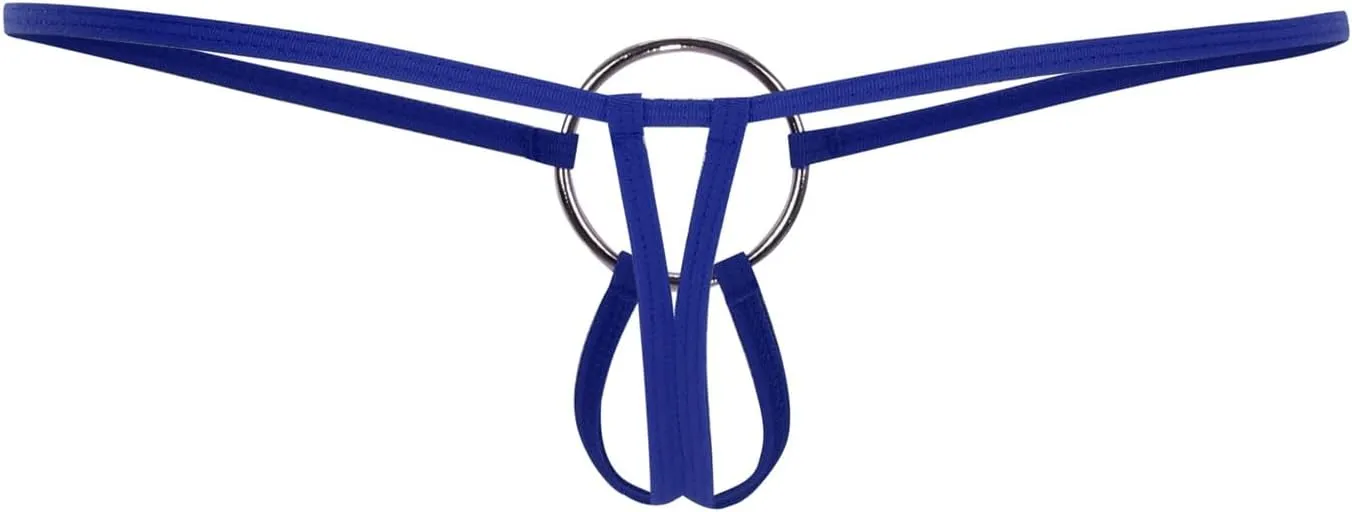 Men'S Sexy Thong Pouch Underwear Seamless Chain Ring G-Strings Low Rise Butt-Flaunting Stretch Jock-Straps With Ball Pouch