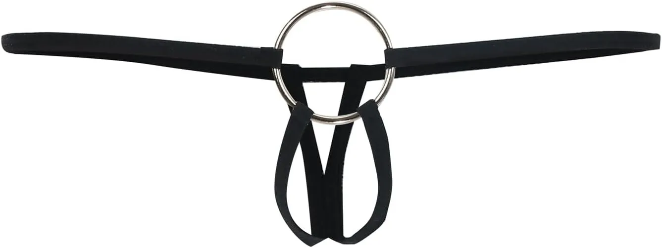 Men'S Sexy Thong Pouch Underwear Seamless Chain Ring G-Strings Low Rise Butt-Flaunting Stretch Jock-Straps With Ball Pouch