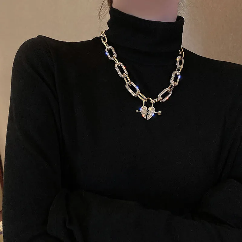 Metal Love Heart Cupid Pendants Female Clavicle Chain Light Luxury Niche Design Necklace