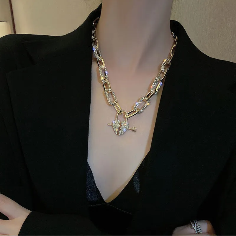 Metal Love Heart Cupid Pendants Female Clavicle Chain Light Luxury Niche Design Necklace