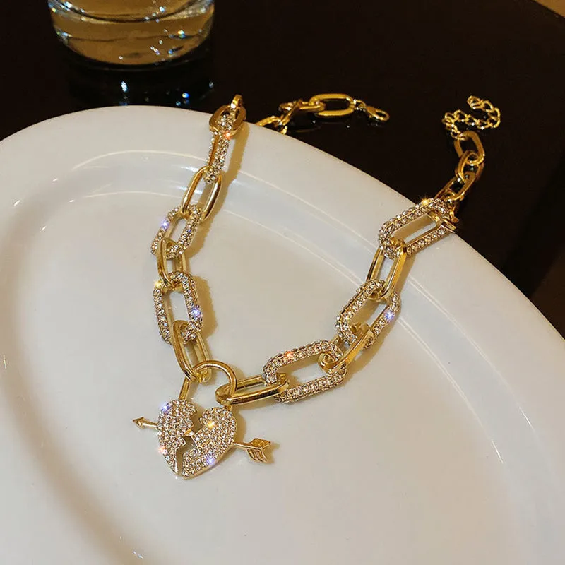 Metal Love Heart Cupid Pendants Female Clavicle Chain Light Luxury Niche Design Necklace